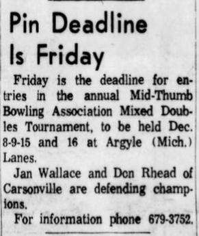 Argyle Lanes (Argyle Recreation) - Dec 1962 Article (newer photo)